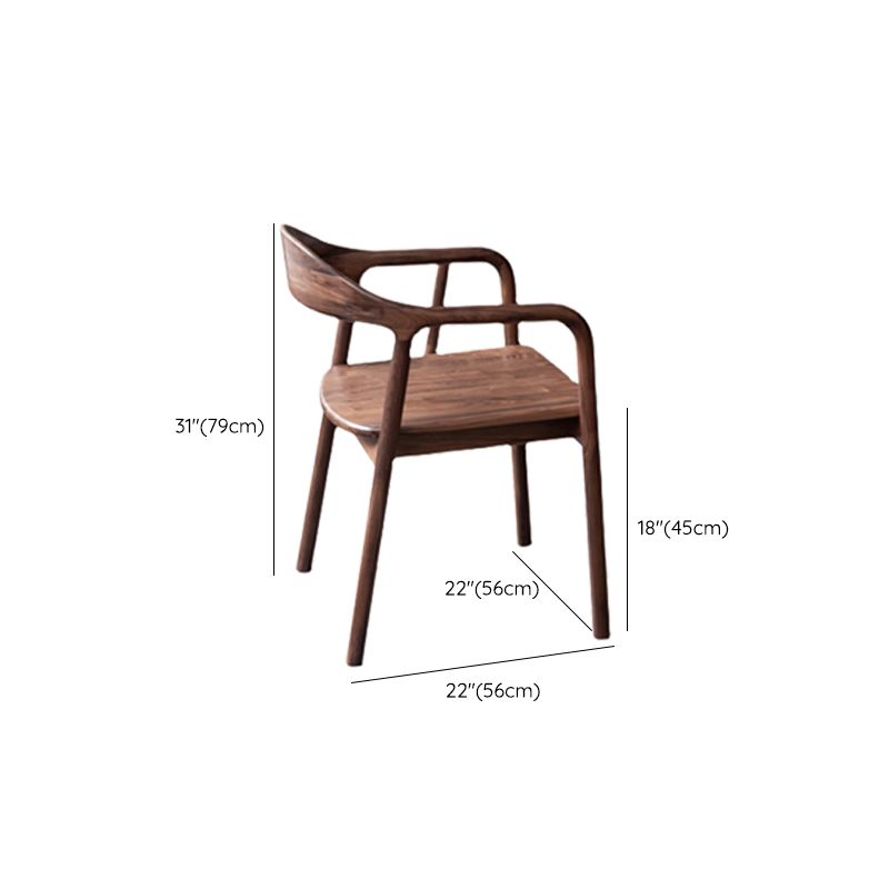 Solid Wood Dining Arm Chair Open Back Dining Arm Chair for Dining Room