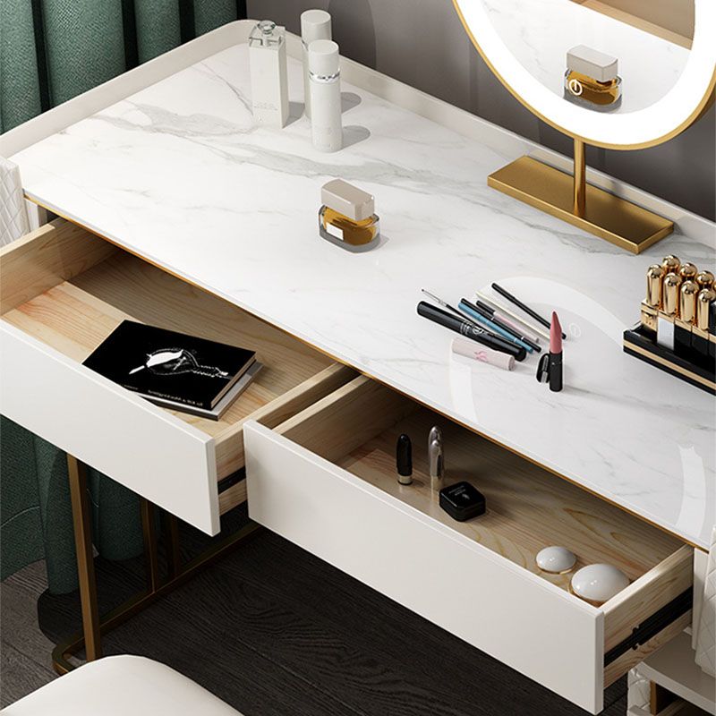 Glam Wooden Vanity Makeup Table Set 5-Drawers Dressing Table