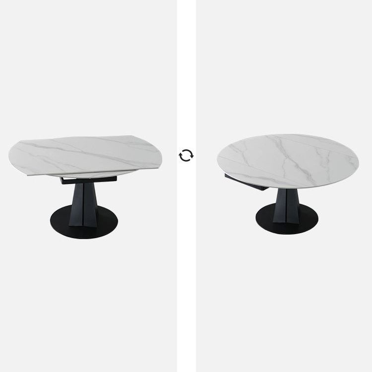 Modern Style Extendable Table Pedestal Dining Table for Kitchen