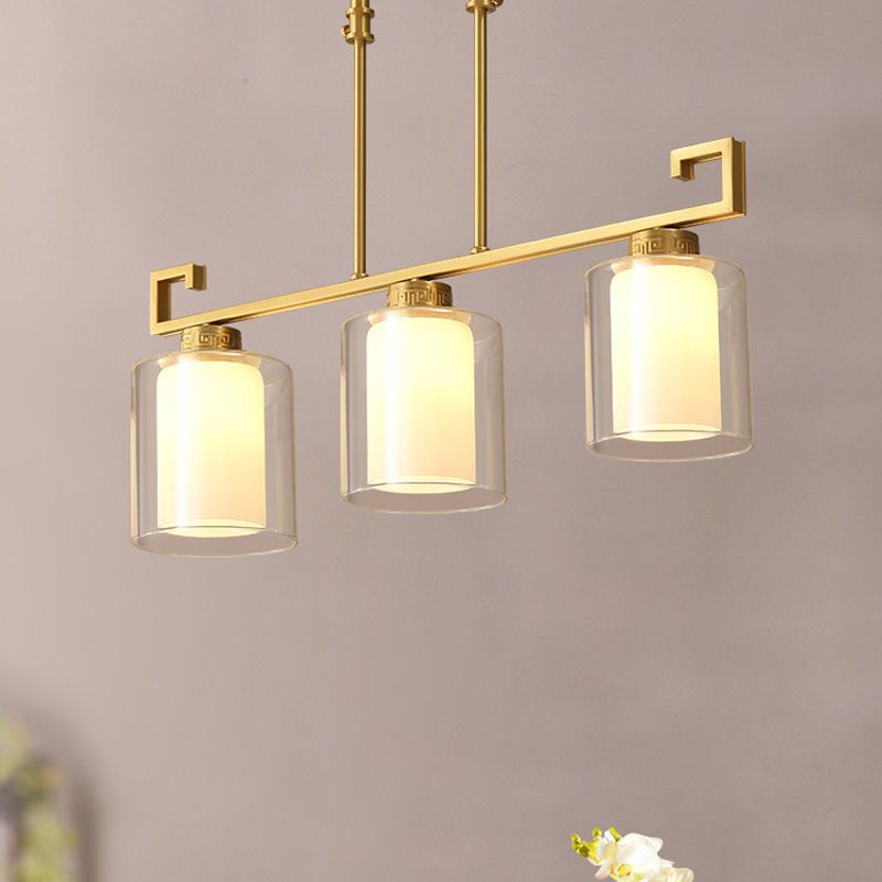 Cilinder Island Lighting Glass Contemporary Simplicity Fishting a sospensione per il ristorante