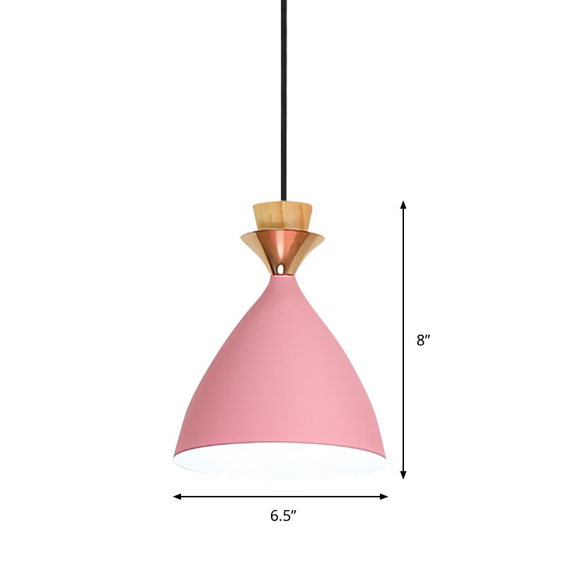 Pink Conical Pendulum Light Modern Style 1 Light Metal Hanging Lamp Kit for Living Room