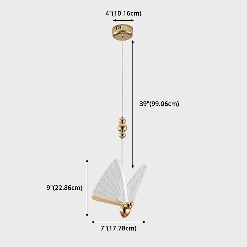 Butterfly Pendant Lighting Fixture Minimalist Style Acrylic LED Bedroom Pendant Ceiling Light