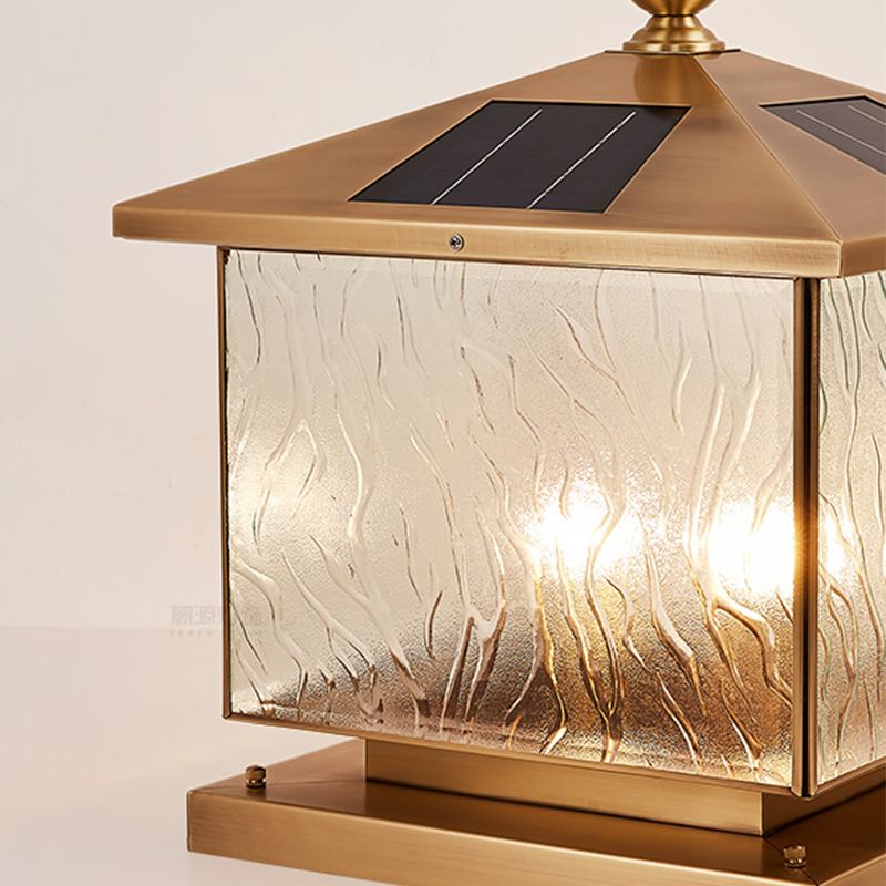 Square Shape Pillar Lamp Modern Brass Outdoor Waterproof Light