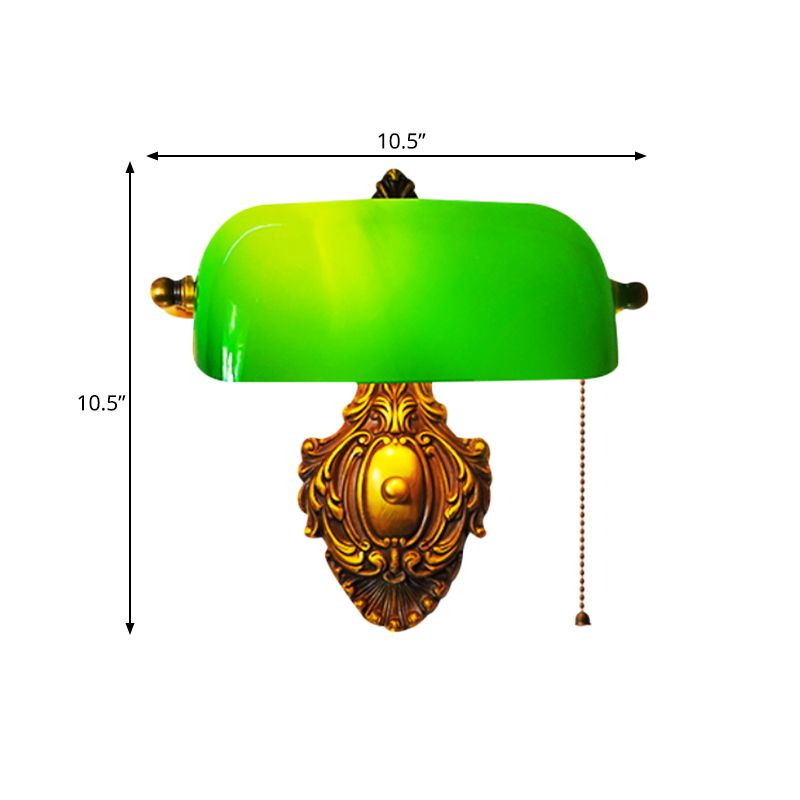 Murale de chambre à coucher semi-cylindre Lumière rétro vert vert application murale en laiton simple avec chaîne de traction et articulation réglable