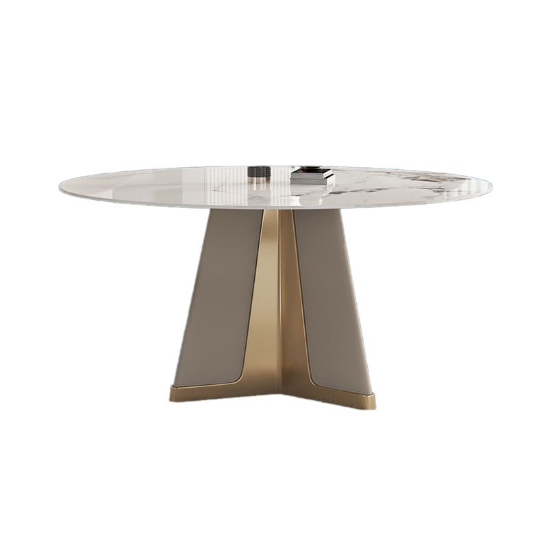 Modern Round Dinner Table Steel Base Stone Dining Table for Home