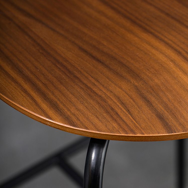 Contemporary Backrest Solid Wood and Metal Counter High Stool with 4 Legs