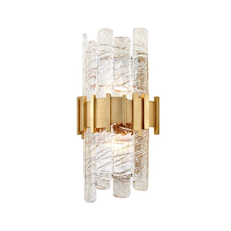 Half-Cylinder Wall Lighting Modernism Textured Glass 1 bulb Gold Sconce Light Fixture