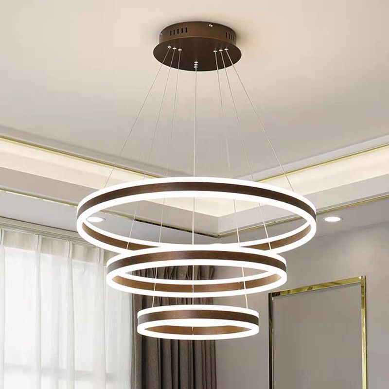 Rings Suspended Lighting Fixture Contemporary Style LED Metal Chandelier Lighting