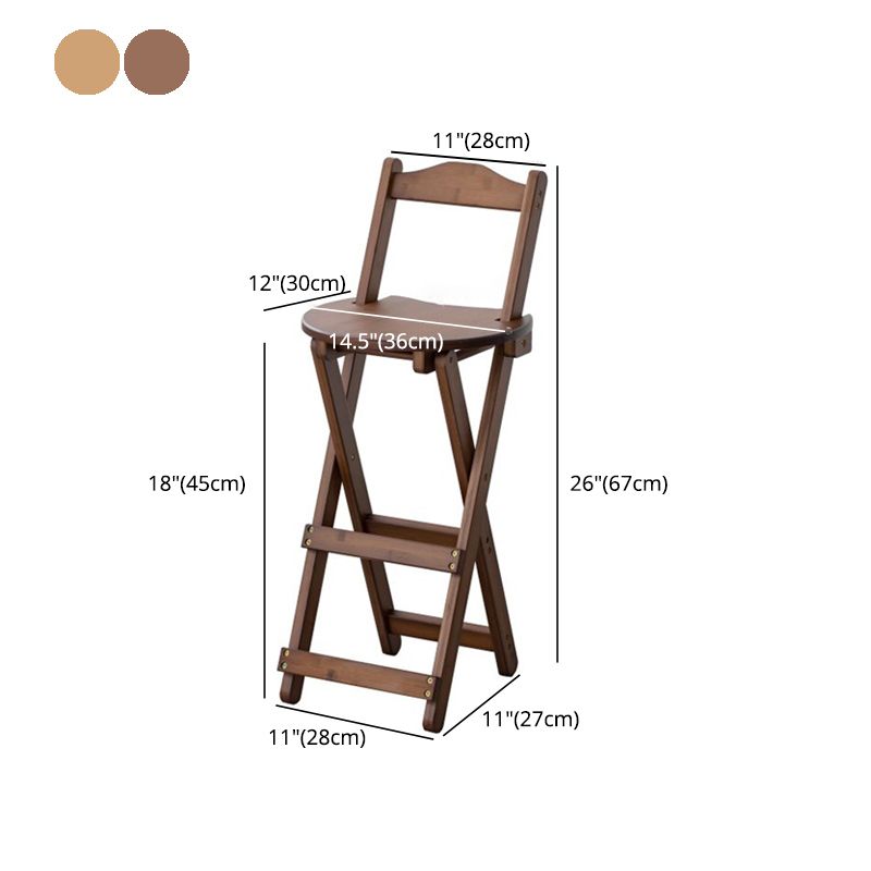 Contemporary Solid Wood Folding Bar Stool Indoor Bar Stool with Wooden Seat