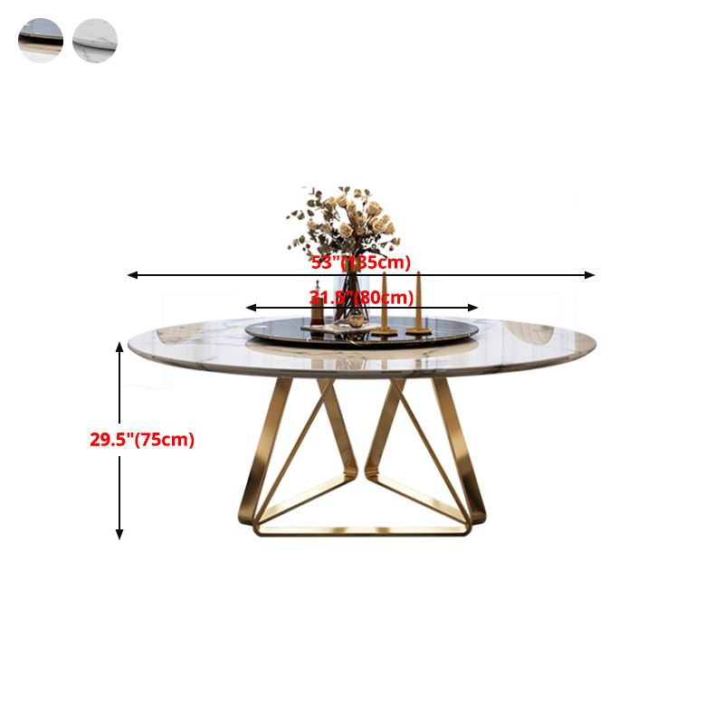 Marble Dining Table Traditional Luxury Round Dining Site Table with Turntable