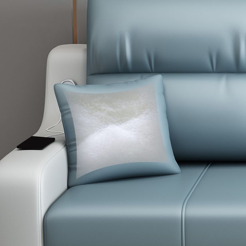 Contemporary Stain Resistant Sofa Bed Faux Leather Couch Bed in Blue
