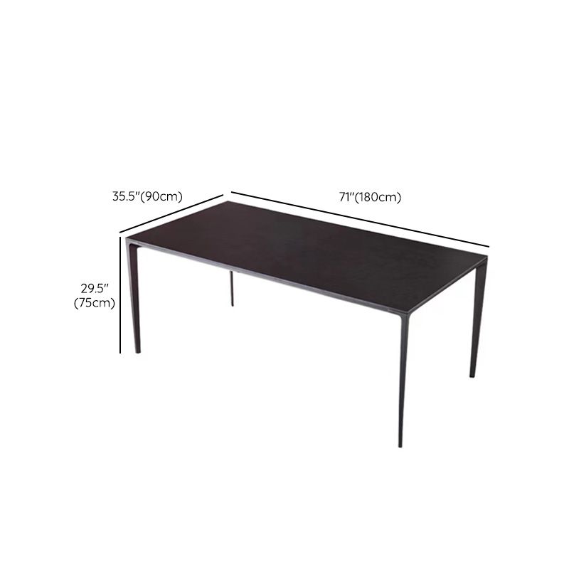 Simplicity Style Dinette Table Rectangle Stone Dining Room Table in Black