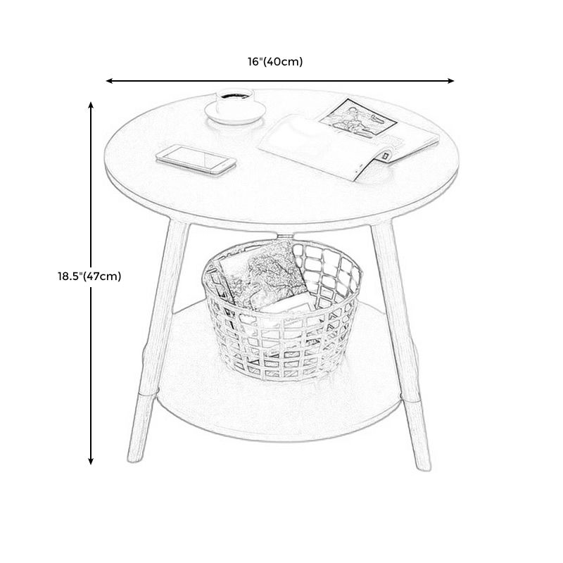 Scandinavian Round End Table Wood Tripod Sofa Side Table with Storage