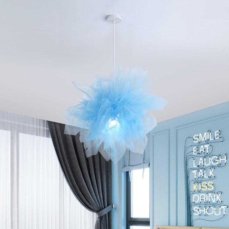 A soffitto a fiore a sospensione modernismo luce 1 luce 18 "/27" larghezza lampada a sospensione bianca/blu/rosa per camera da letto