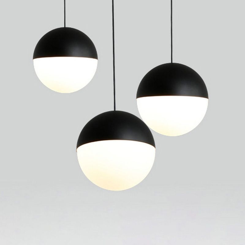 Sospensione di vetro a 1 luci a forma di sfera in bianco e nero Luce di sospensione in vetro a 1 luce per ristorante