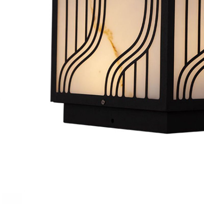 Modern LED Pillar Light Black Solar Lighting Fixture for Garden