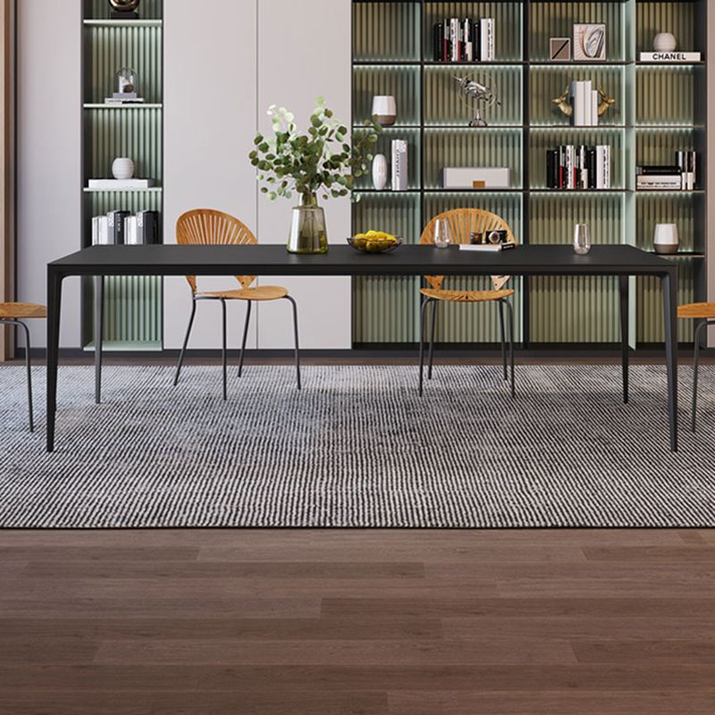 Black Stone Rectangle Dining Table Set 1/4/5/6 Pieces Dinette Set for Home