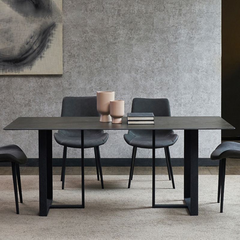 Industrial Rectangle Table Sintered Stone Table with Metal Legs for Home