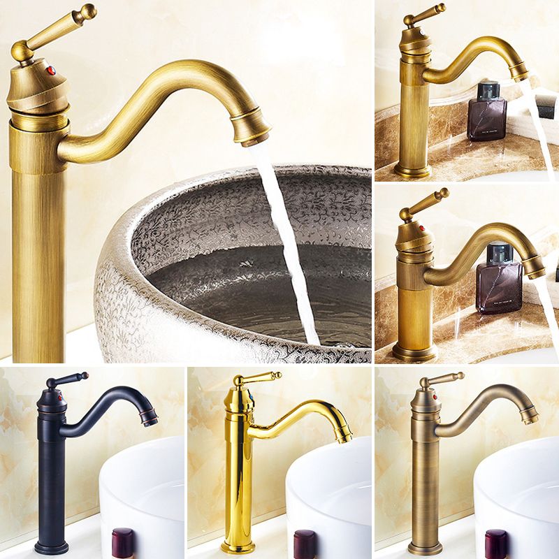 Lever Handle Basin Lavatory Faucet Farmhouse Circular Bathroom Faucet