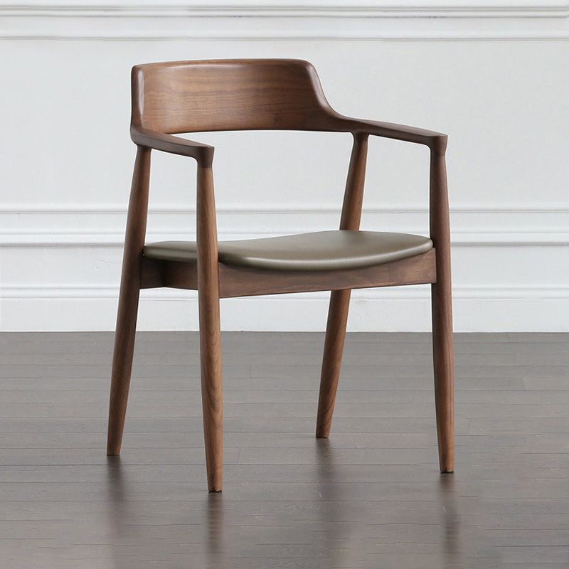 Contemporary Dining Chair 20'' Wide Open Arm Chair with 4 Wood Legs for Home
