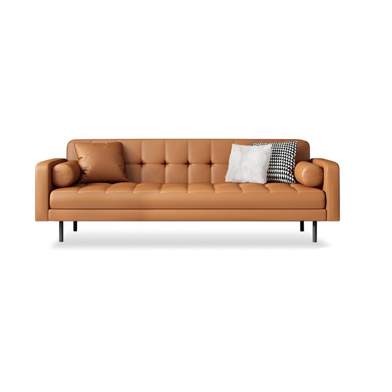 Faux lederen koekje achterbank 31.49 "H modernisme vierkante armbui