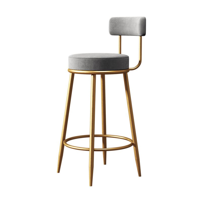 Glam Metal Barstool Low Back Fabric Upholstered Counter Stool in Matte Finish for Indoor