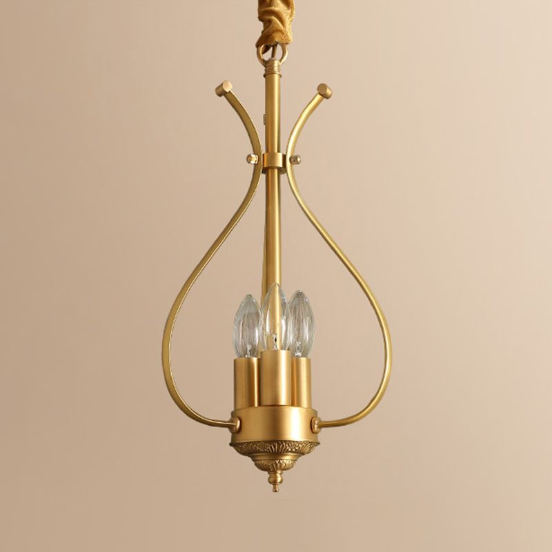 Candle Metal Chandelier Lighting Classic 4 Lights Dining Room Pendant Lighting in Gold