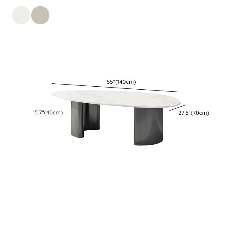 15"H Glam Coffee Table Slate Single White Coffee Cocktail Table