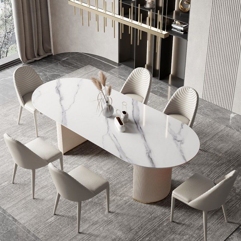 Traditional Luxury Dining Table Sintered Stone Oval Table for Home