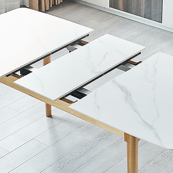 Minimalist Sintered Stone Dining Table White Extendable Dining Table for Kitchen