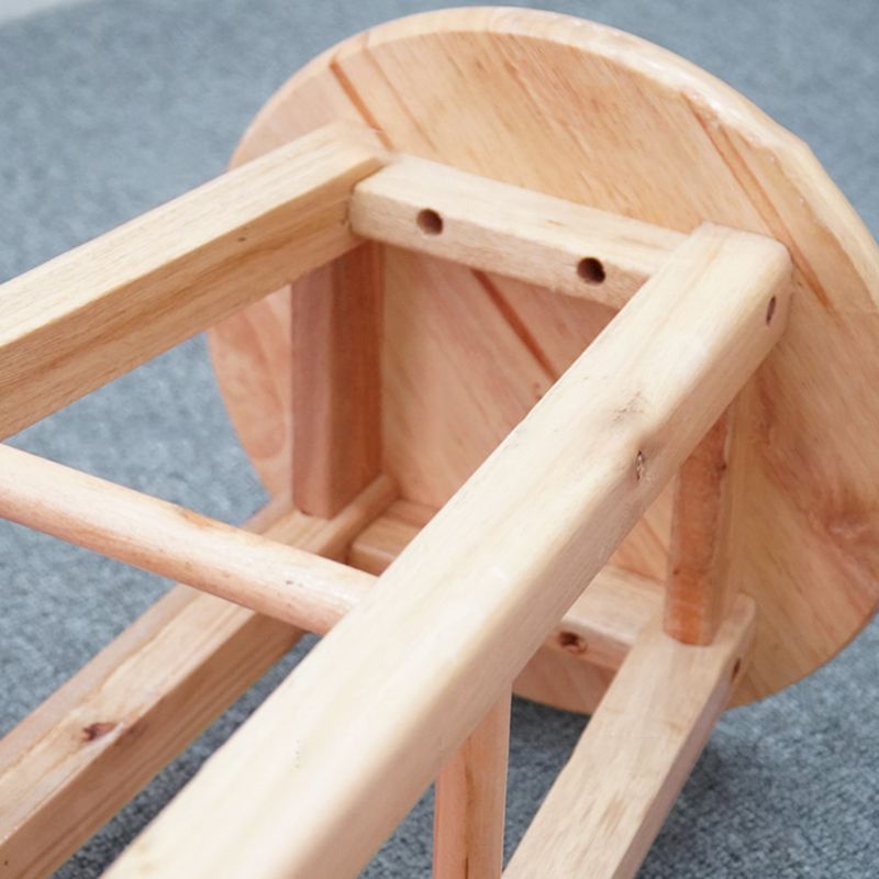 Modern Armless Wooden Counter Stool Oak Wood High Stool with 4 Legs