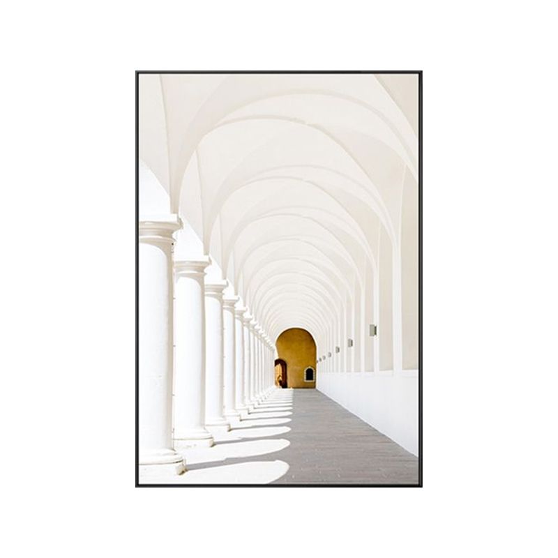 Minimalism House Interior Archway Canvas White Textured Wall Art for Family Room