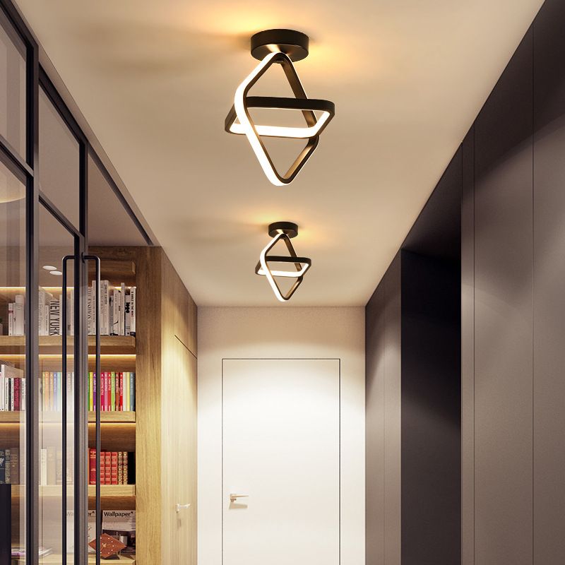 Geometrische semi -flush mount light moderne eenvoud aluminium plafond verlichtingsarmaturen voor slaapkamer