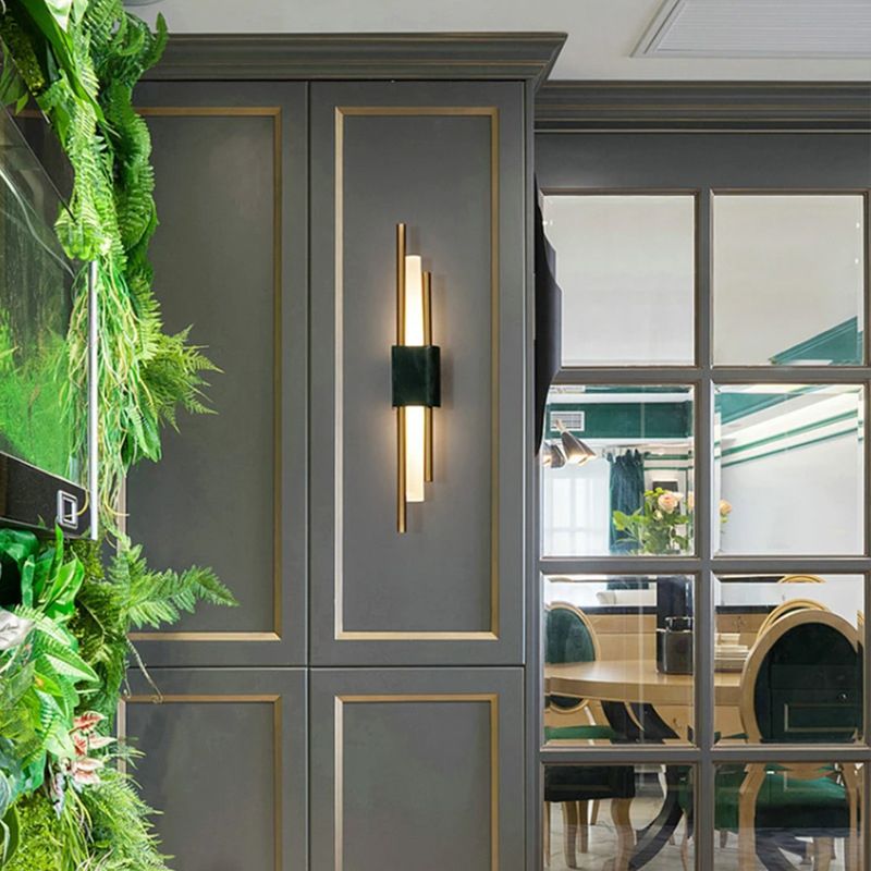 Single White/Green Contemporary LED Shaded Statement Bathroom Vanity Light