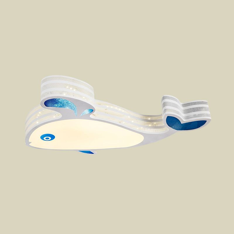 Cartoon Whale Pierced Unterputz-Kinder-LED-Deckenbeleuchtung aus Metall, weiß, für Kinderzimmer