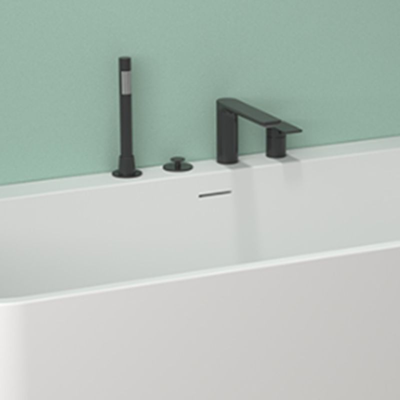 Modern Stone Rectangular Tub Soaking 22.05" Wide Bath with Overflow Trim Bath