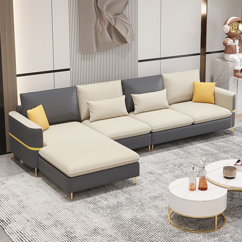 Contemporary 4-Seater Sectional with Square Arms for Living Room