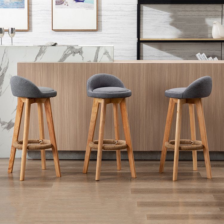 Scandinavian Wood Kitchen Dining Room Armless Stool Low Back Bar Stool