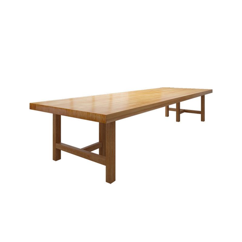 Pine Wood Top Dining Table Traditional Luxury Table with Solid Wood Sled Base