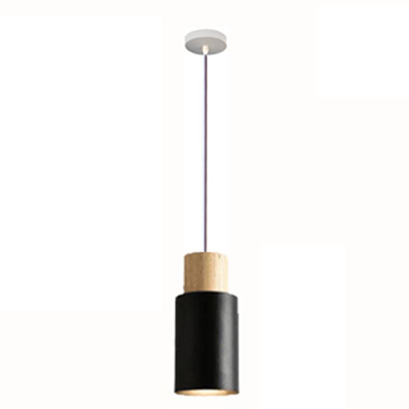 Lámpara colgante de 1 luz de estilo colgante de estilo macarrón con madera para dormitorio