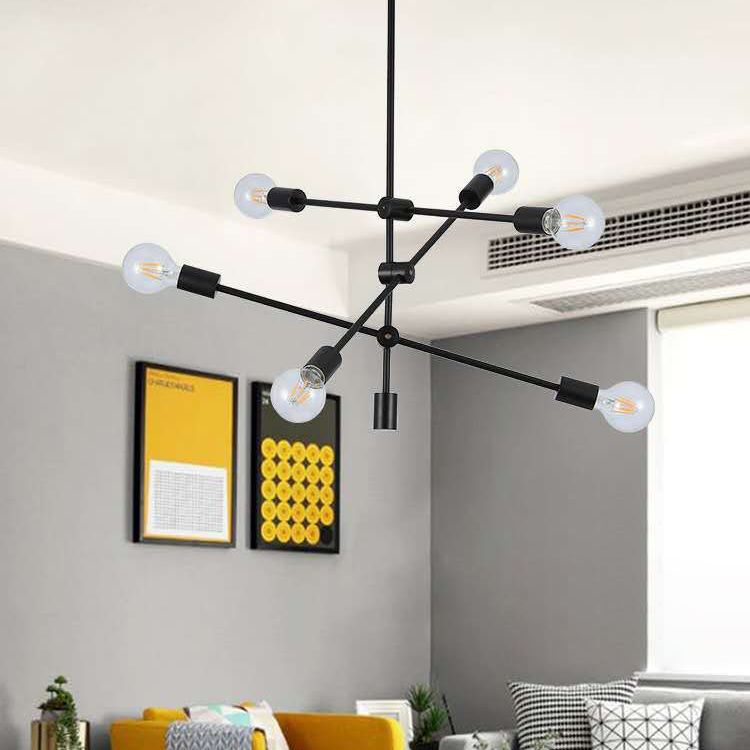 Lampadella minimalista in stile post-moderno Design a lampadina aperta linee geometriche Asta a sospensione Luce appesa