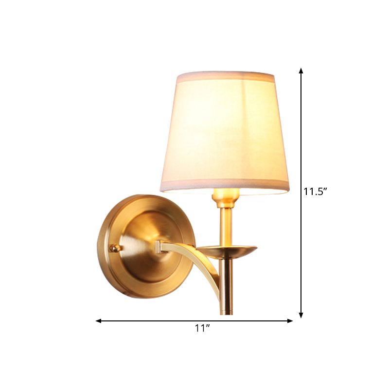 1 Kopf verjüngter Schatten Wandlampe traditioneller Stoffmetall -Wandleuchte in Gold für Kinderschlafzimmer