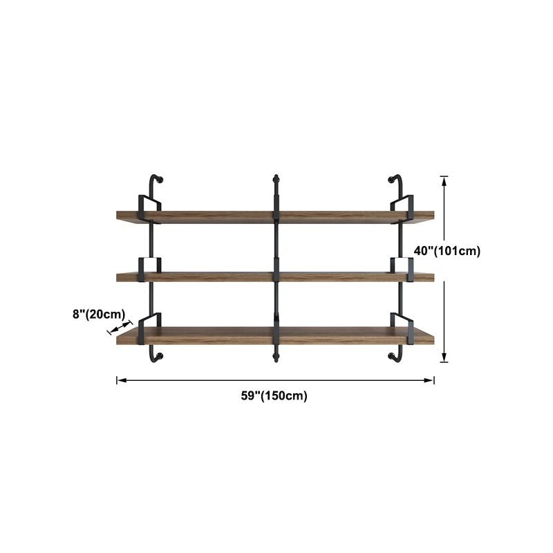 7.87" Wide Solid Wood Floating Shelf Industrial Wall Mounted Bookshelf