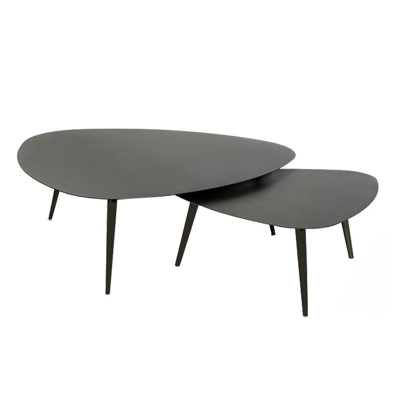 Modern Triangle Slate 3 Legs Coffee Table in Black and White