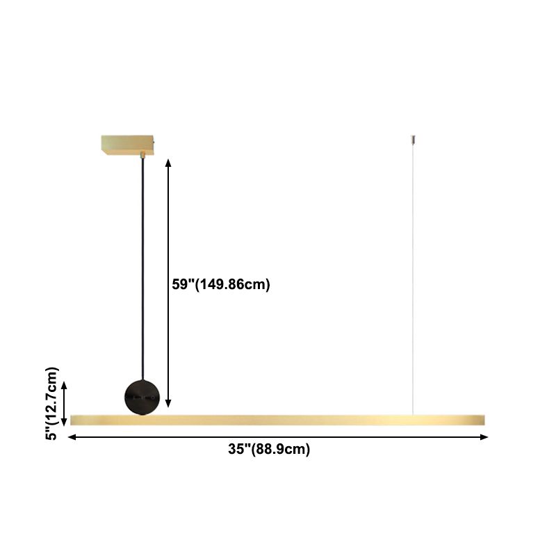Gold Island Lights Modernes 1-Licht-Restaurant Lineare Aufhängungslampen mit Acrylschatten