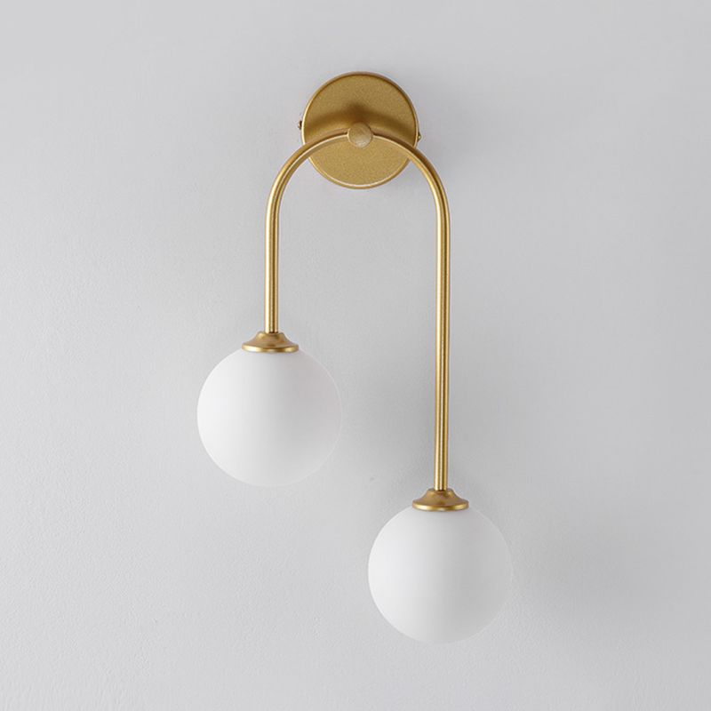 Modern Spherical Sconce Light Fixtures 2 Lights Wall Sconces with Glass Shade