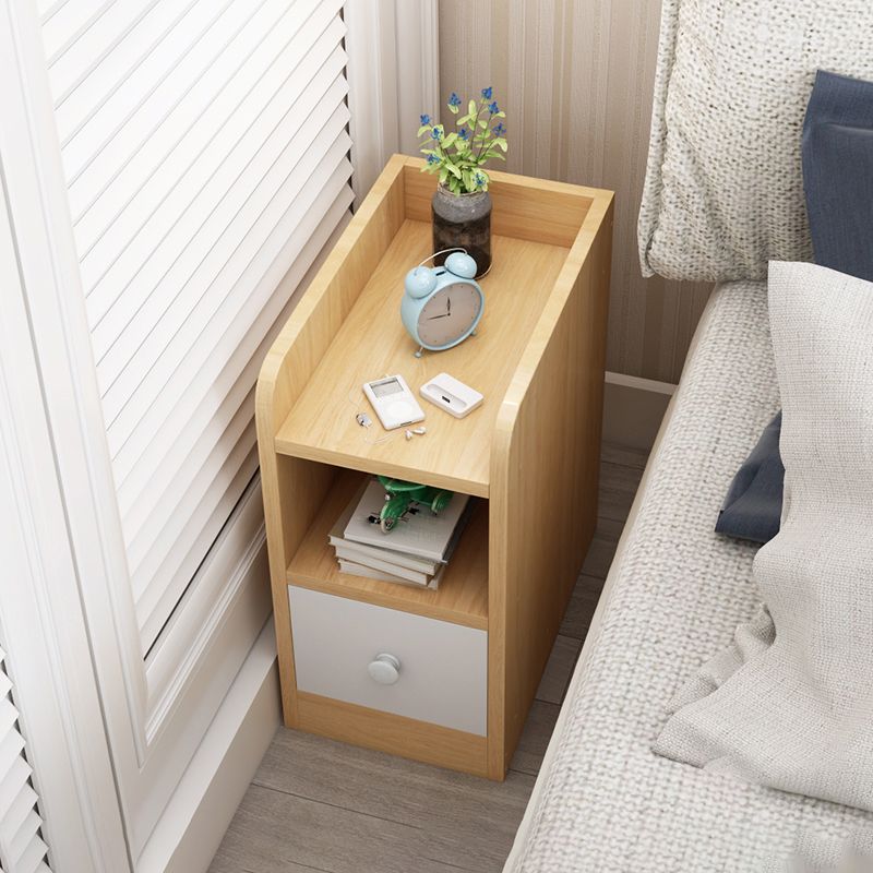 Wood Nightstand with Drawer Storage 20-inch Tall Modern Night Table