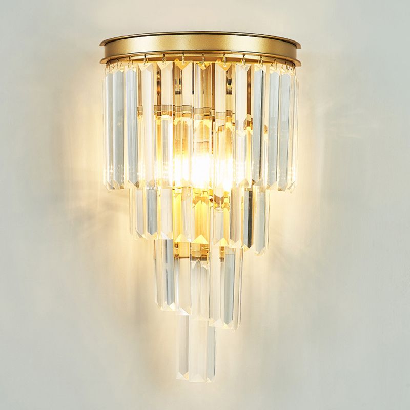 Postmodern Style Crystal Wall Light Layered Wall Sconce for Living Room