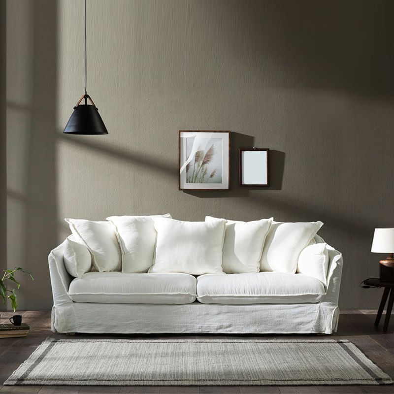 Modern Sloped Arm Sofa with Bolster Pillows for Living Room, Stain Resistant
