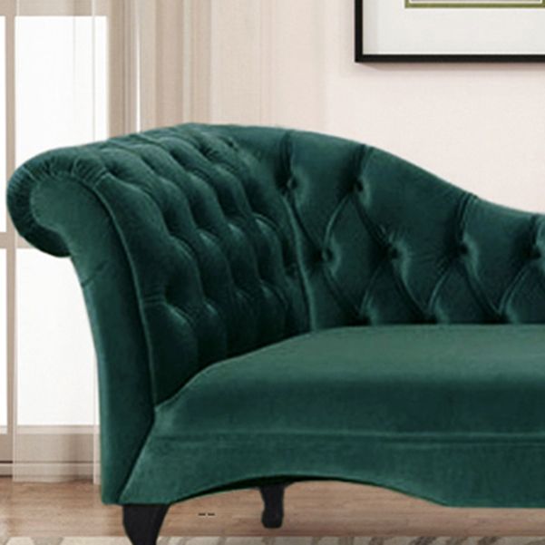 Cushioned Glam Chaise Lounge with Rolled Arms for Bedroom and Living Room